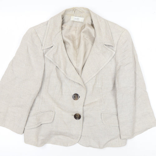 Wallis Women's Beige Blazer, Size 14, Linen Blend