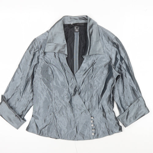 JS Boutique Women's Grey Wrap Blouse Size 6 Formal