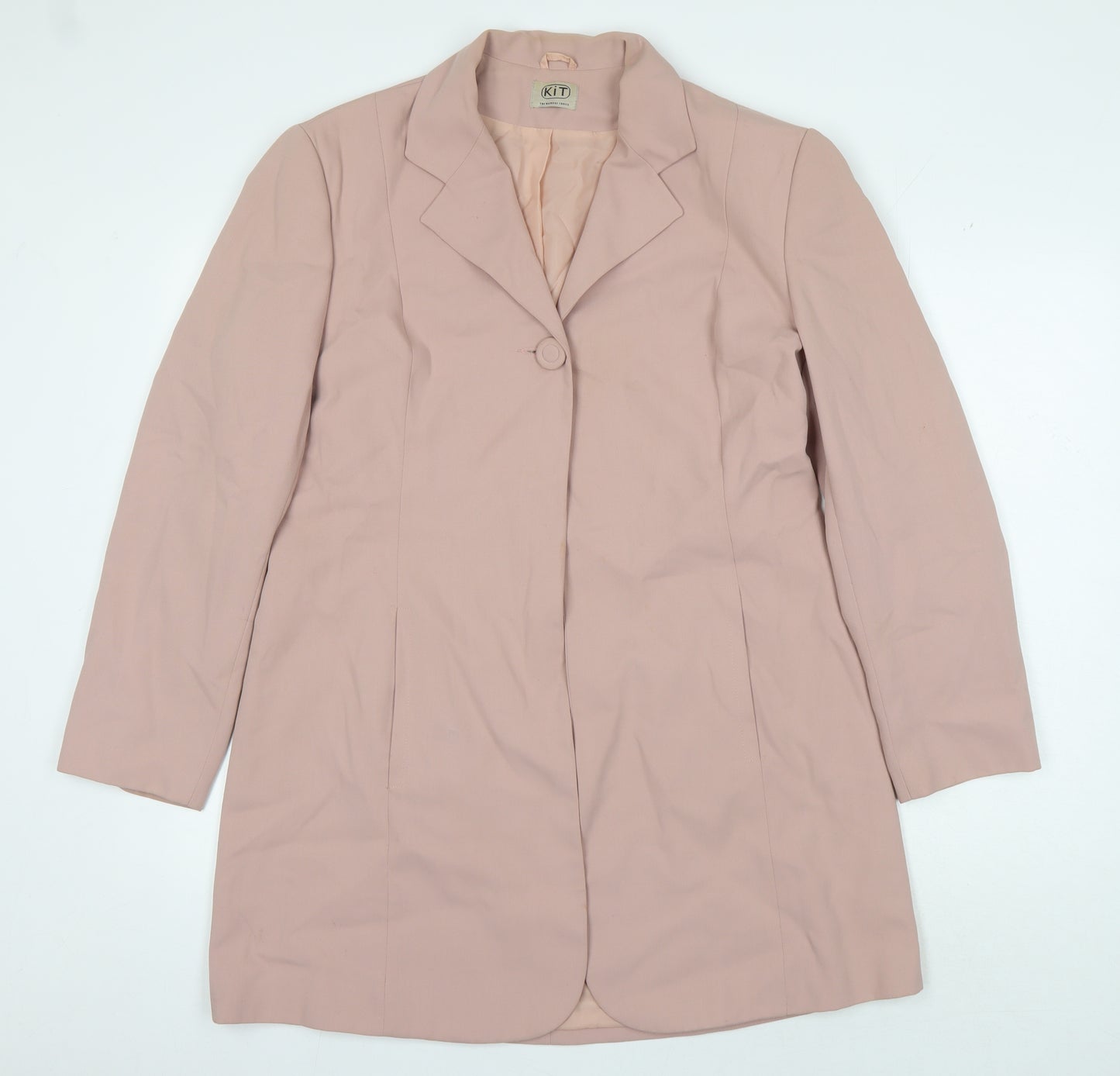 KIT Women's Pink Blazer, Size 14, Elegant One-Button Design