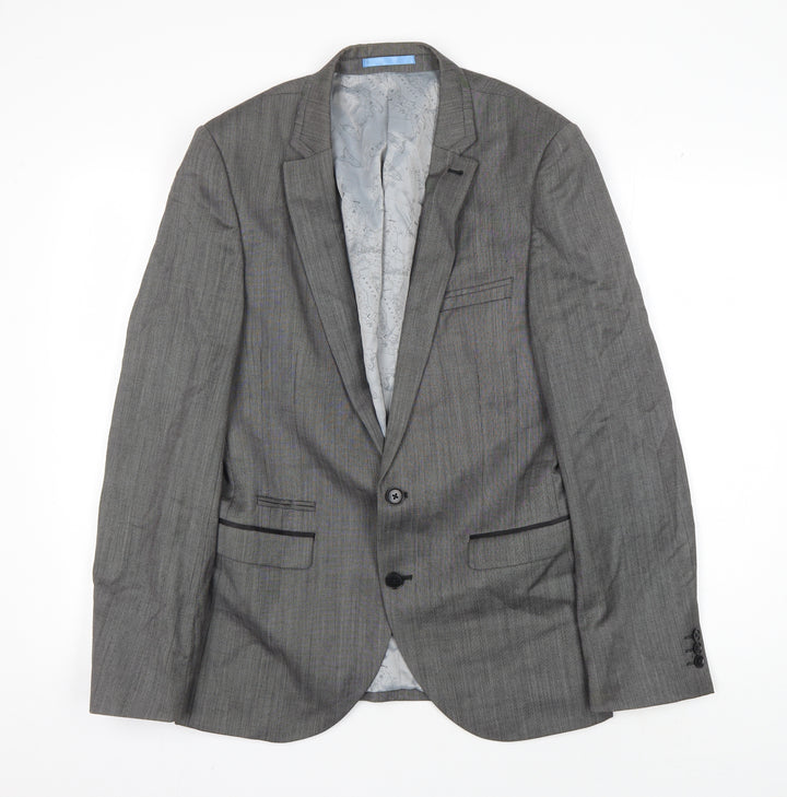 Next Men's Grey Wool Blazer, 38R, Classic Fit