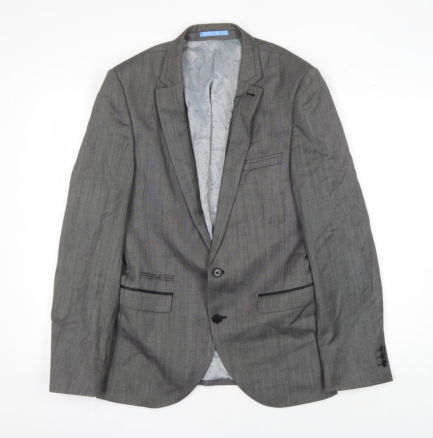 Next Men's Grey Wool Blazer, 38R, Classic Fit