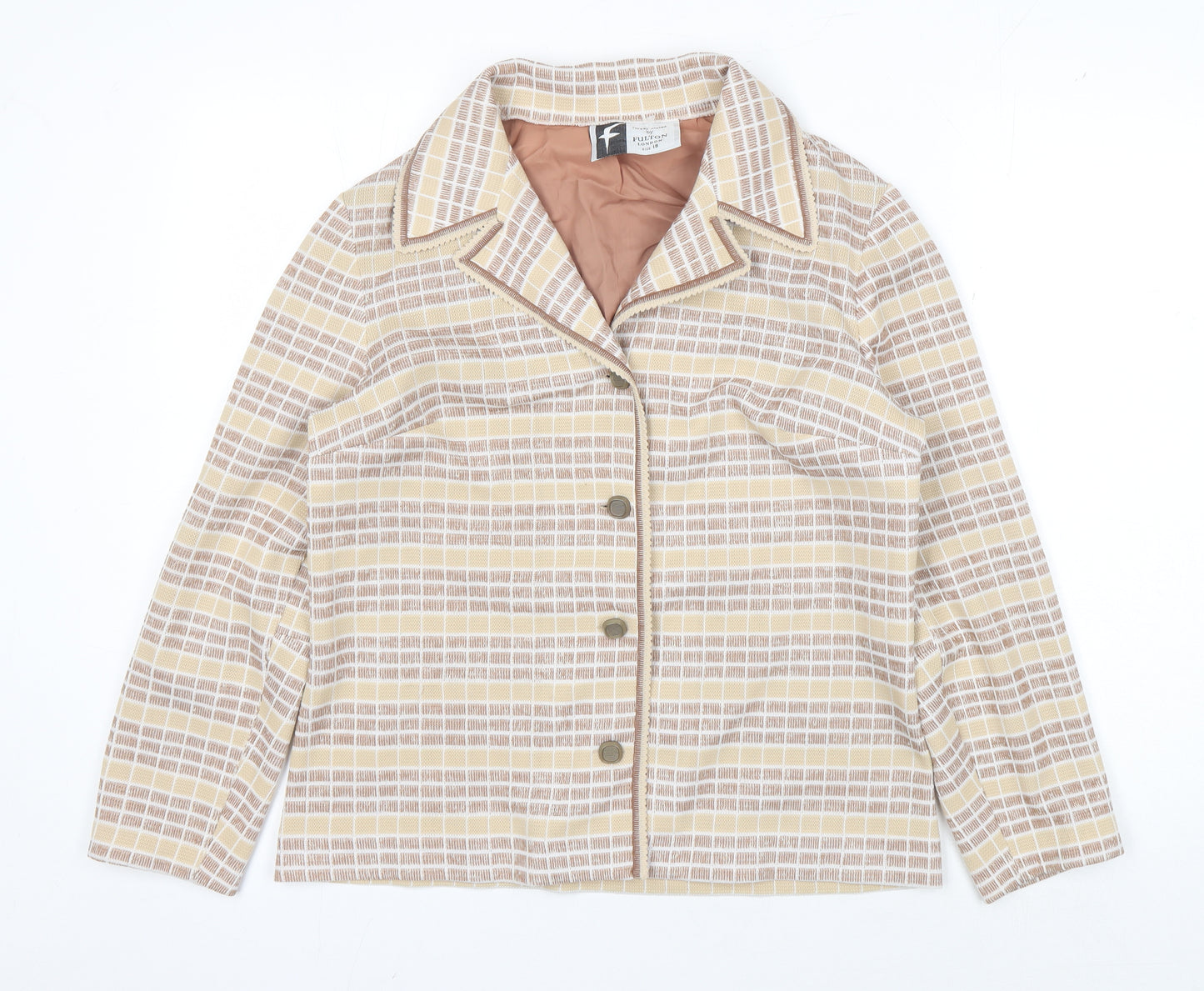 Fulton Women's Beige Check Jacket Size 18