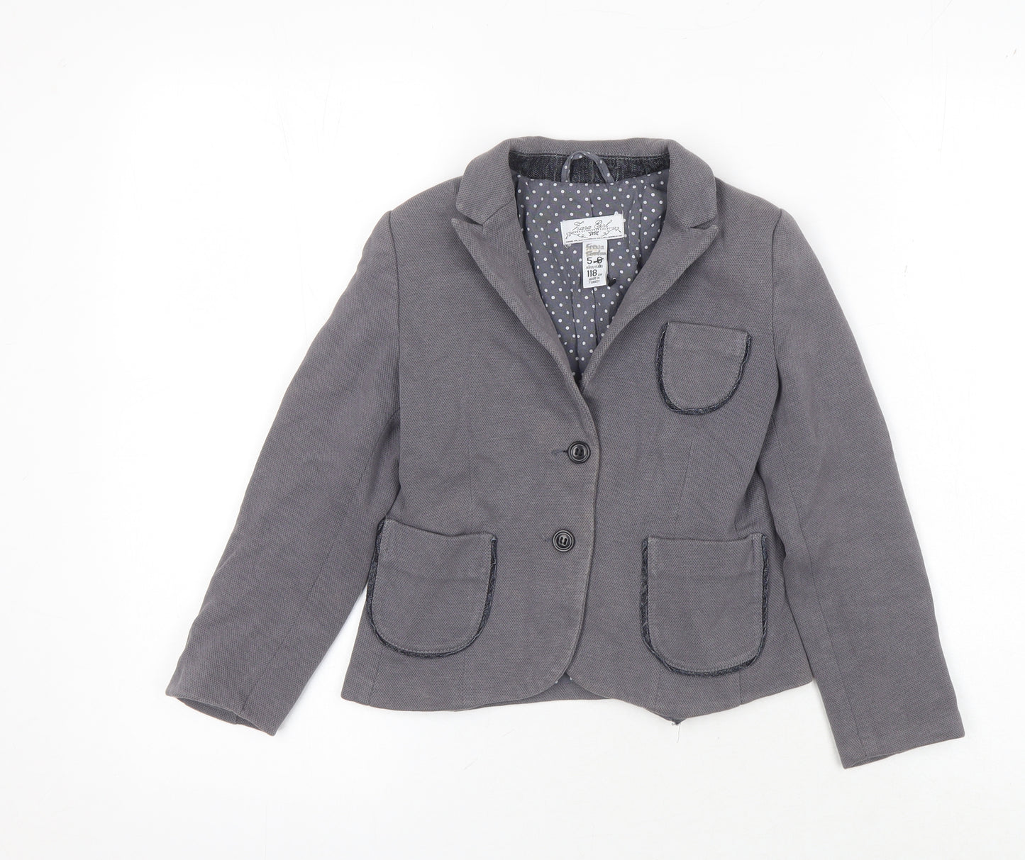 Zara Girls Grey Blazer 5-6 Yrs, Lined Spring Jacket