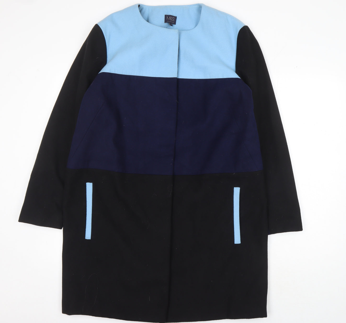 Marks and Spencer Women's Black Blue Coat Size 16