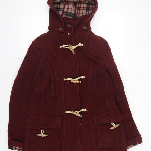 Topshop Women's Red Wool Duffle Coat Size 10