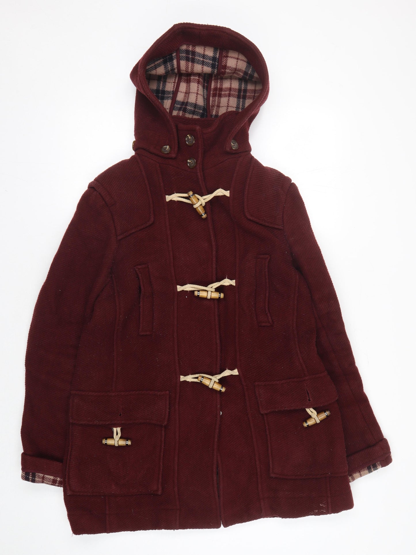 Topshop Women's Red Wool Duffle Coat Size 10