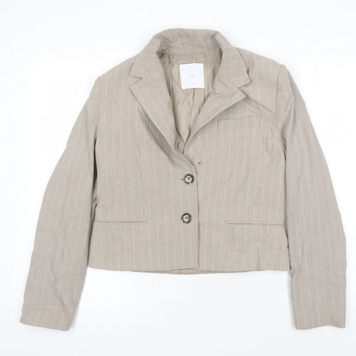 MNG Women's Beige Pinstripe Blazer Size S