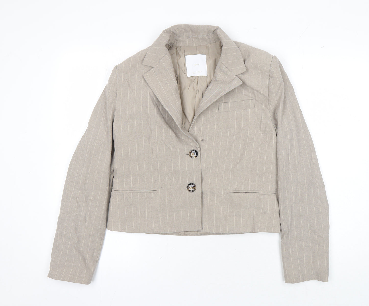 MNG Women's Beige Pinstripe Blazer Size S