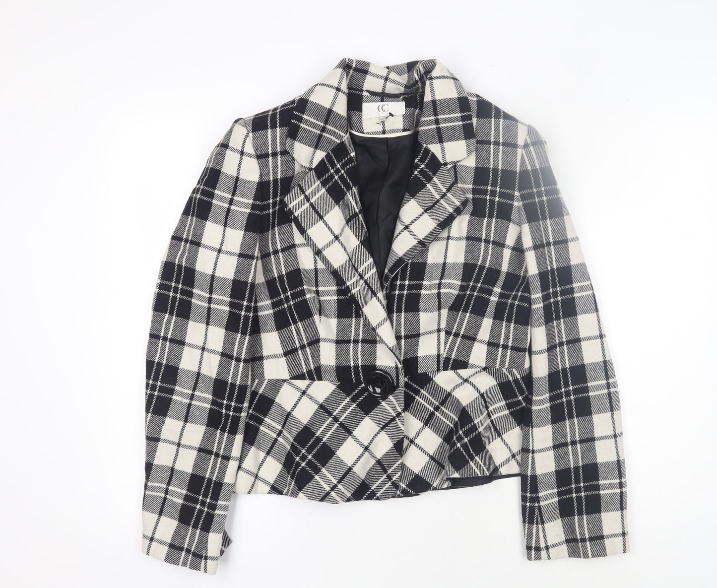 CC Women's Black and White Check Blazer - Size P