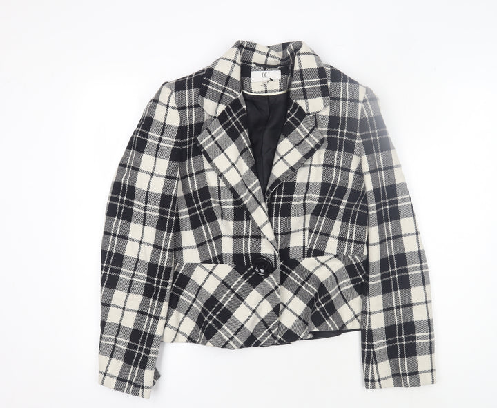 CC Women's Black and White Check Blazer - Size P