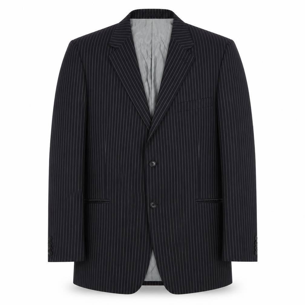 Front view of Charlton Gray Men's Black Striped Suit Jacket 46R