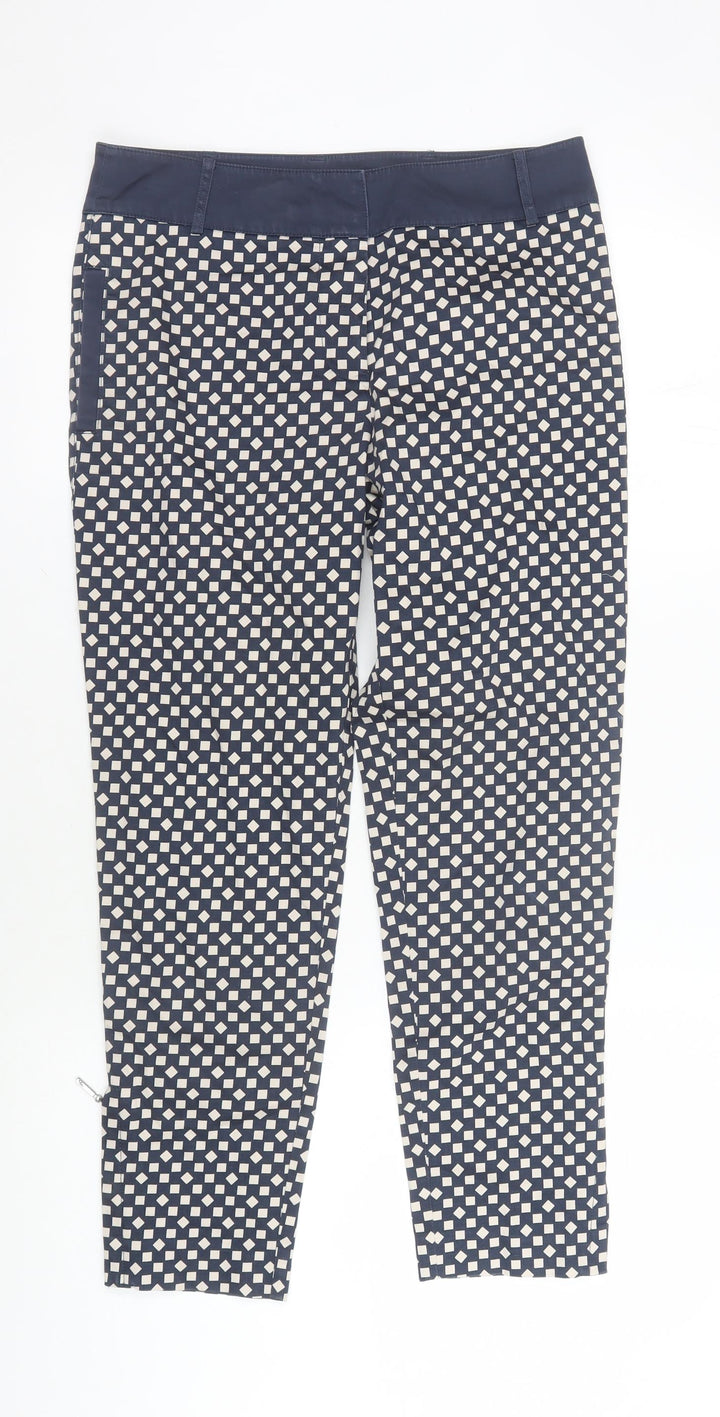 Jasper Conran Women's Blue Geometric Trousers Size 10