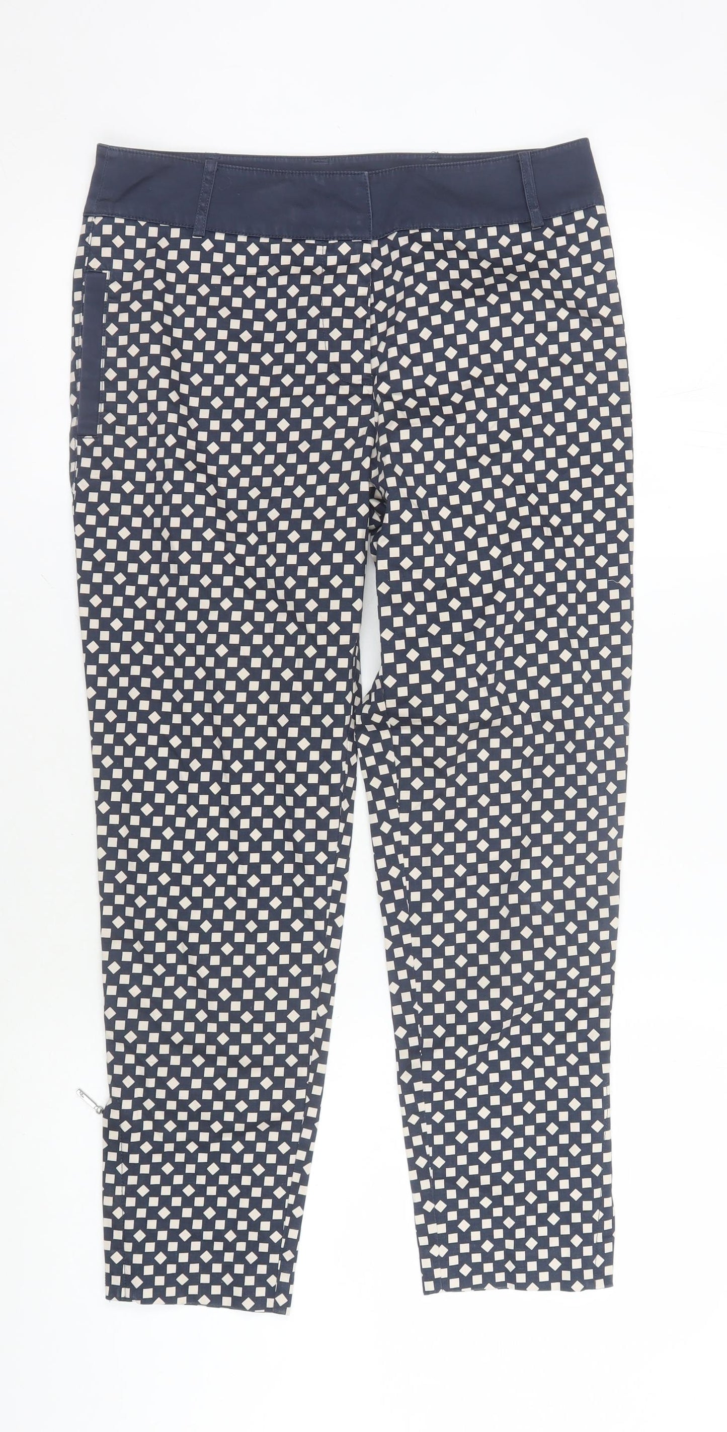 Jasper Conran Women's Blue Geometric Trousers Size 10