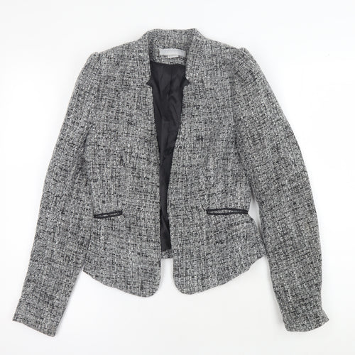 H&M Women's Grey Bouclé Blazer, Size 8, Lined, Excellent