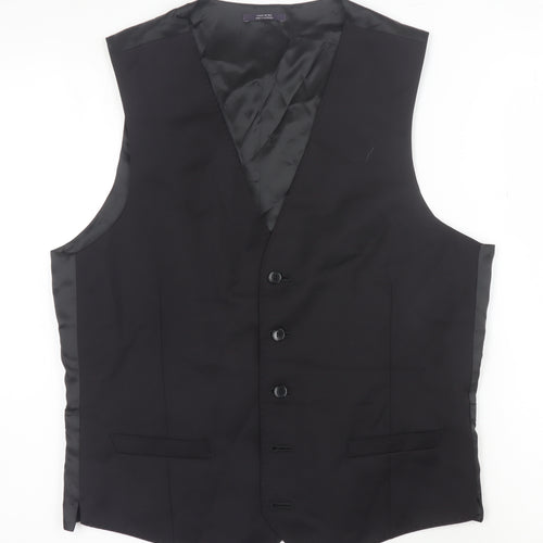 Marks and Spencer Black Wool Suit Waistcoat 40R