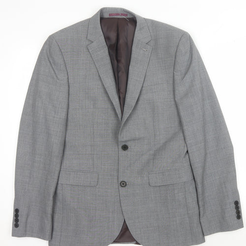 Next Men's Grey Wool Blazer Jacket 38R Regular Fit
