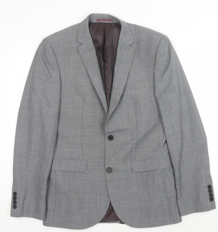 Next Men's Grey Wool Blazer Jacket 38R Regular Fit