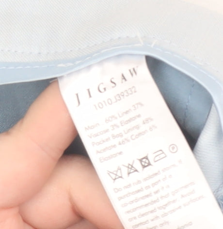 Jigsaw Women's Blue Linen Trousers Size 10