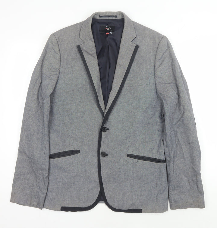 H&M Men's Grey Suit Jacket - Size 38R, Perfect for Any Occasion