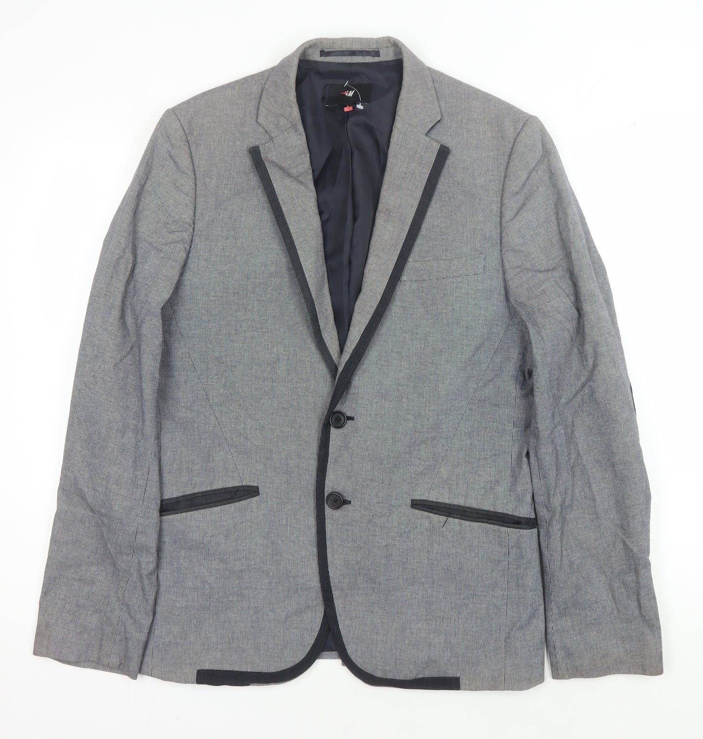 H&M Men's Grey Suit Jacket - Size 38R, Perfect for Any Occasion