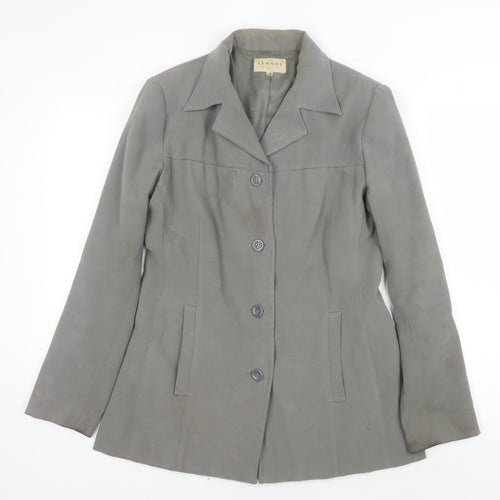 Hennes Women's Grey Long Blazer, Size 12, Button Closure
