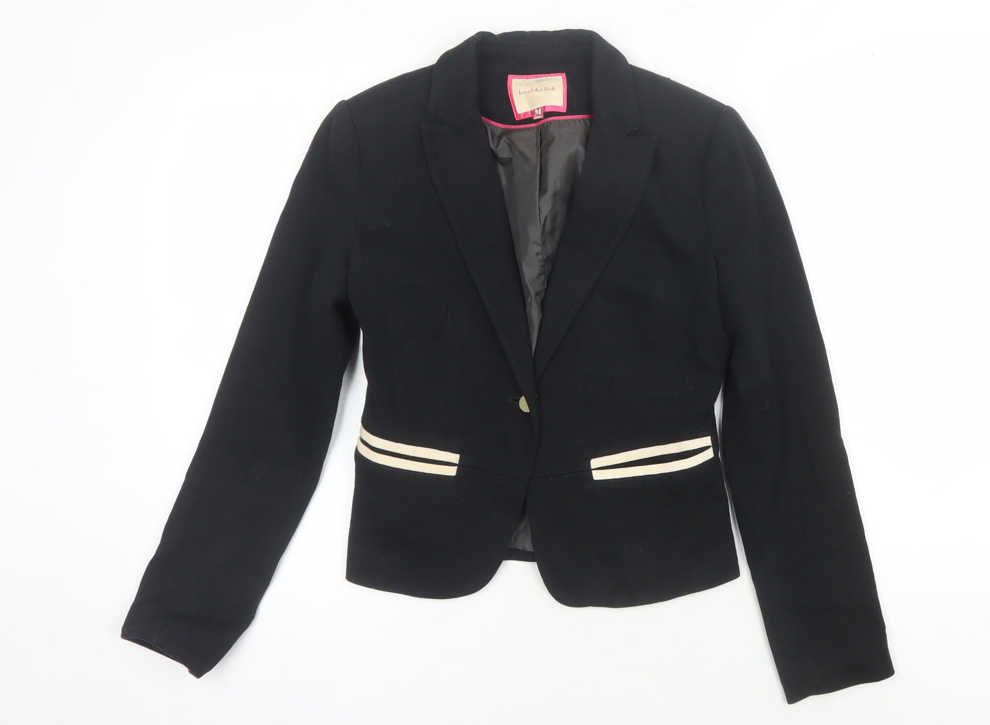 Bershka Women's Black Blazer, M, Regular Fit, Lined