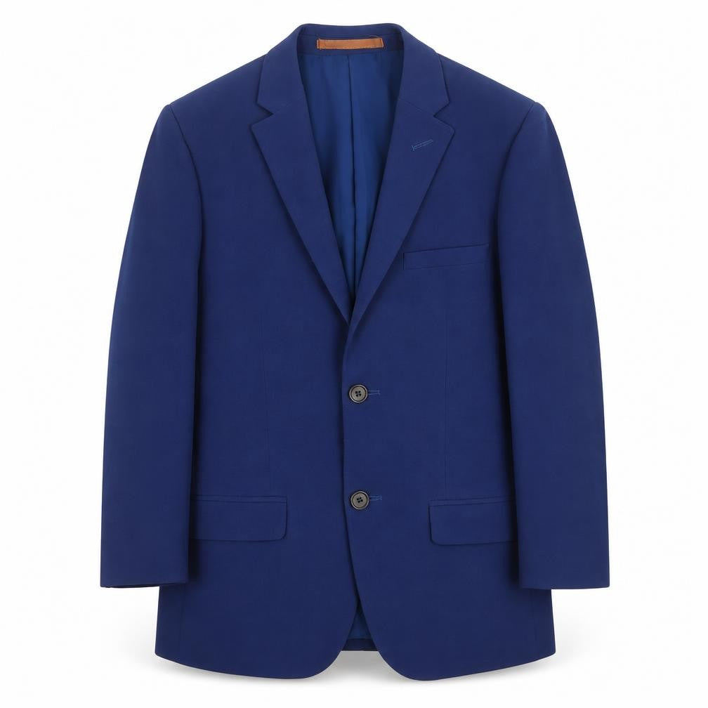 Front view of ONESIX5IVE5IVE boys’ blue slim fit blazer - 30s formal wear