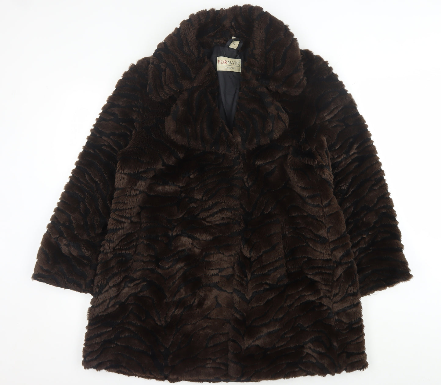 Furnatic Women's Brown Faux Fur Coat S