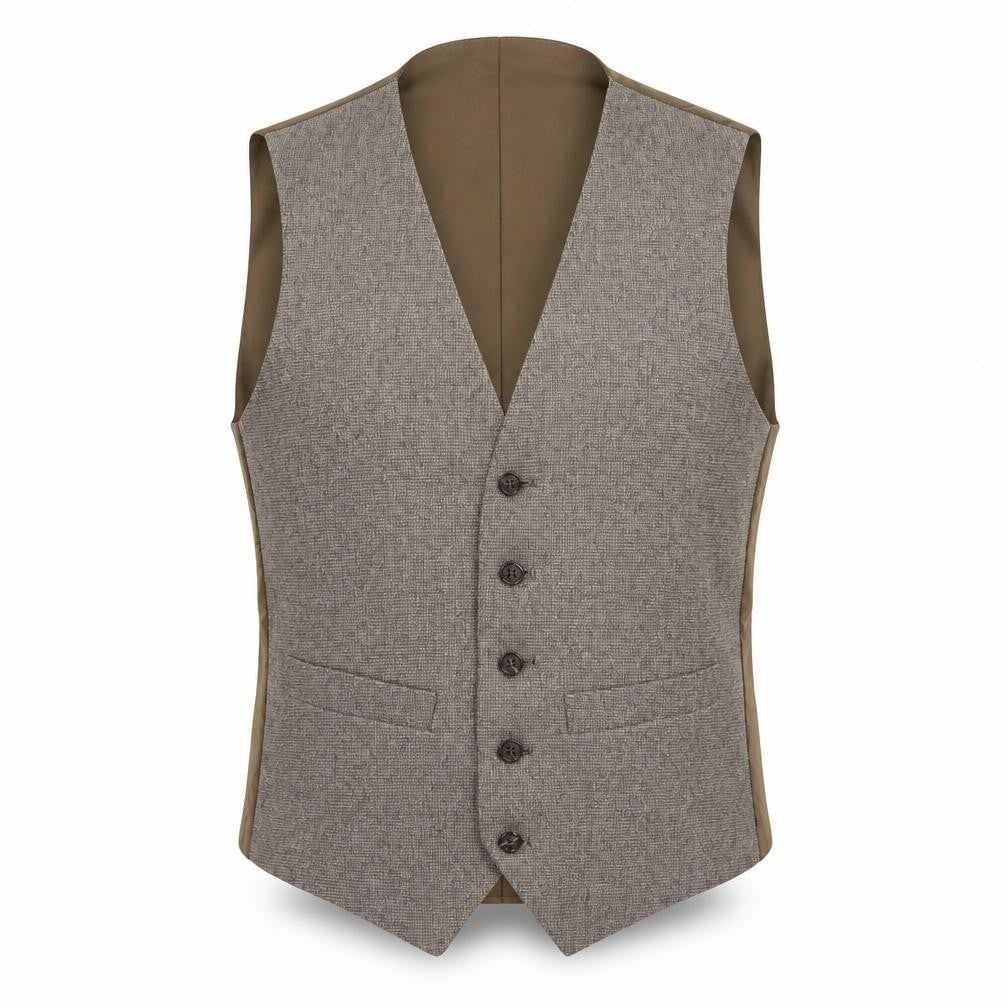 Front view of C&A Men's Brown Suit Waistcoat, size 36R, Stylish