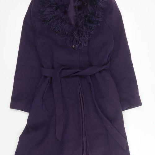 Marks and Spencer Women's Purple Wool Overcoat, Size 12