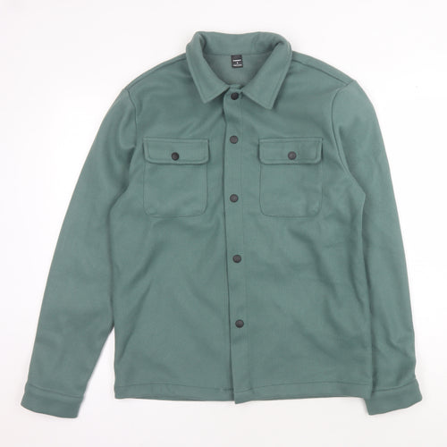 Manfinity Men's Green Fleece Long Sleeve Shirt S