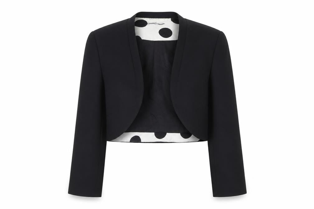 Front view of Michaela Louisa Women's Black Cropped Blazer, size 12