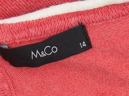 M&Co Women's Pink Pullover Jumper Size 14