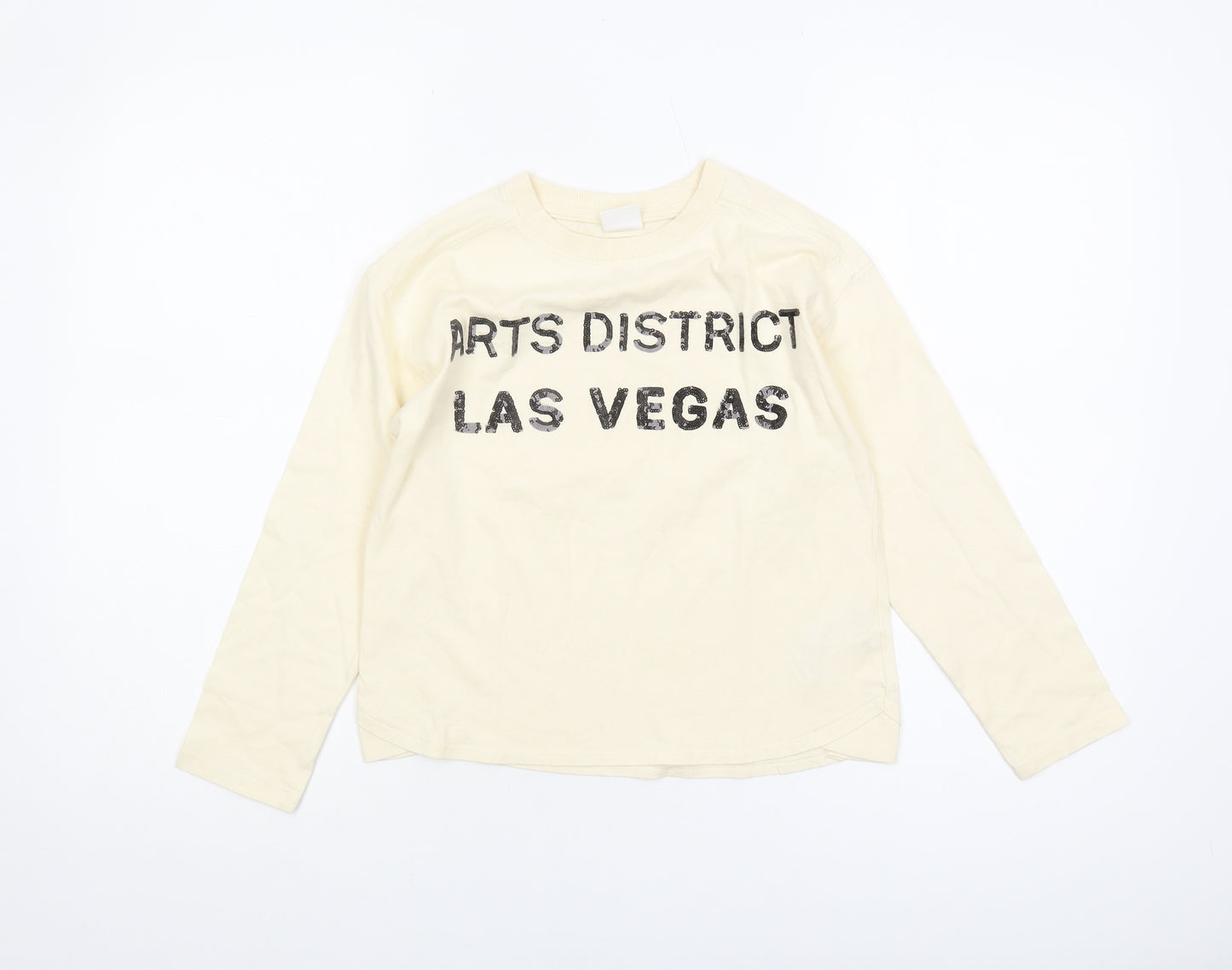 Zara Girls Ivory Long Sleeve T-Shirt 9 Years Graphic Print