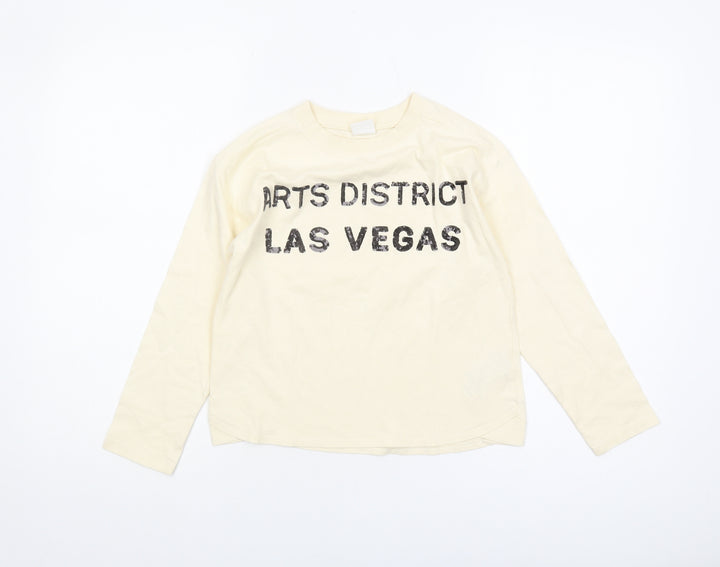 Zara Girls Ivory Long Sleeve T-Shirt 9 Years Graphic Print
