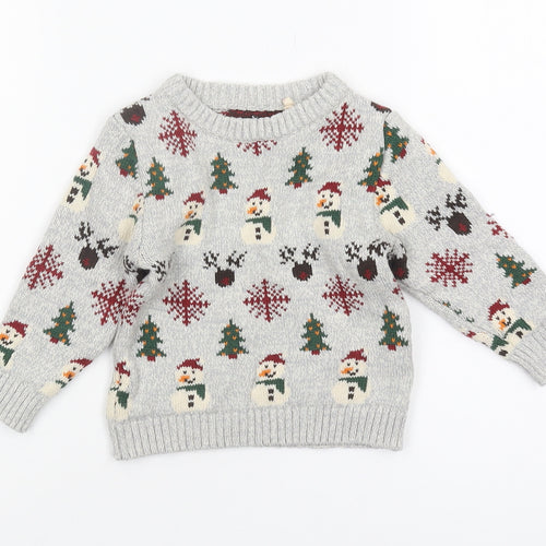 Next Unisex Baby Grey Christmas Jumper 12-18 Months