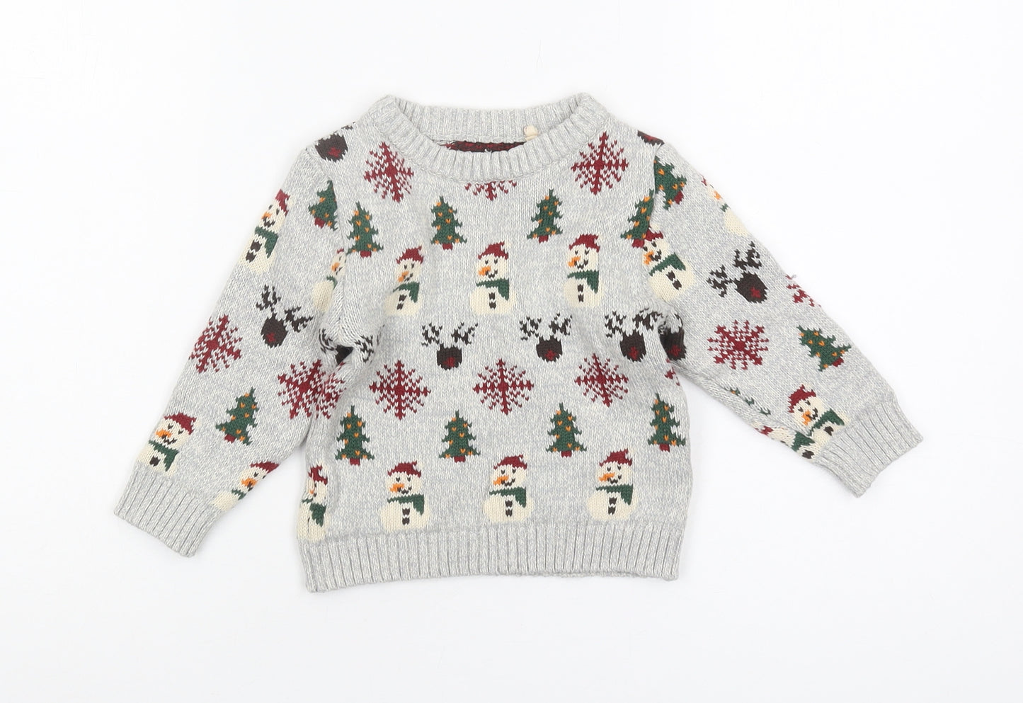 Next Unisex Baby Grey Christmas Jumper 12-18 Months