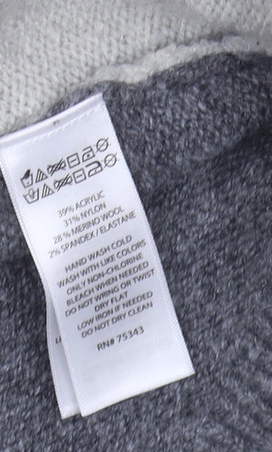 C&C California Womens Grey Geometric Roll Neck Jumper L