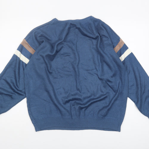 C&A Men's Blue Striped Pullover Jumper XL