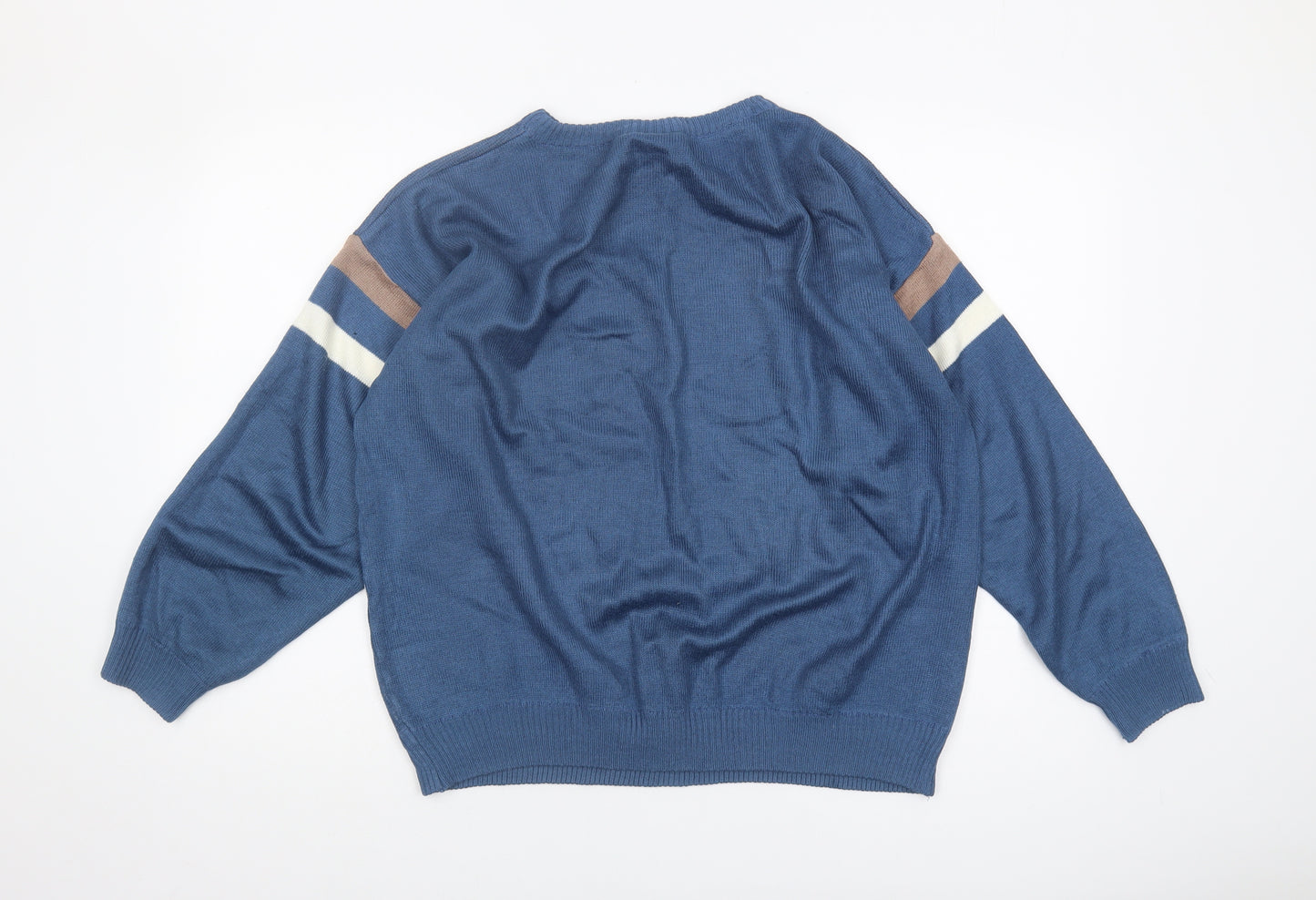 C&A Men's Blue Striped Pullover Jumper XL