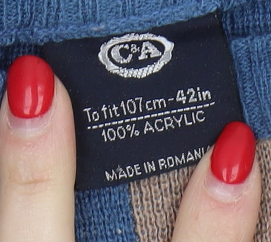 C&A Men's Blue Striped Pullover Jumper XL