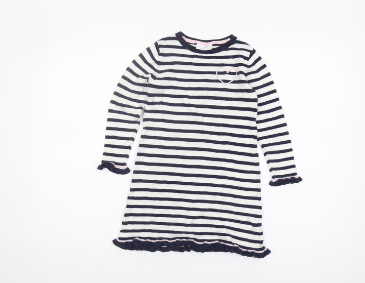 The Little White Company Girls Striped Pullover Jumper 4-5Y Multicoloured