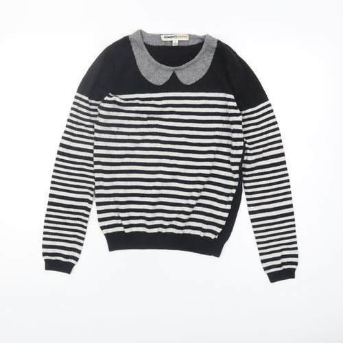 Clements Ribeiro Women's Black Striped Pullover Jumper Size M