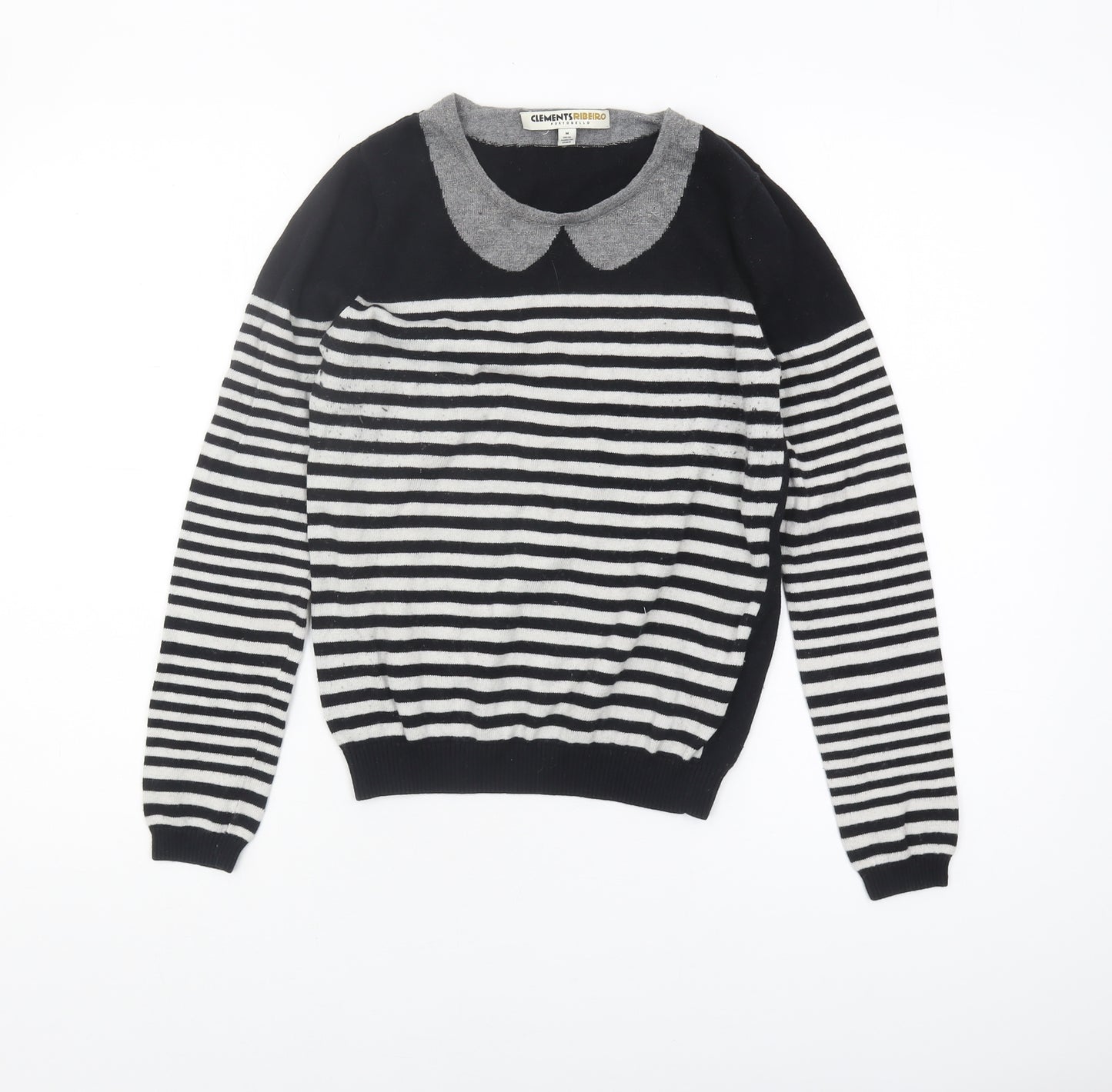 Clements Ribeiro Women's Black Striped Pullover Jumper Size M