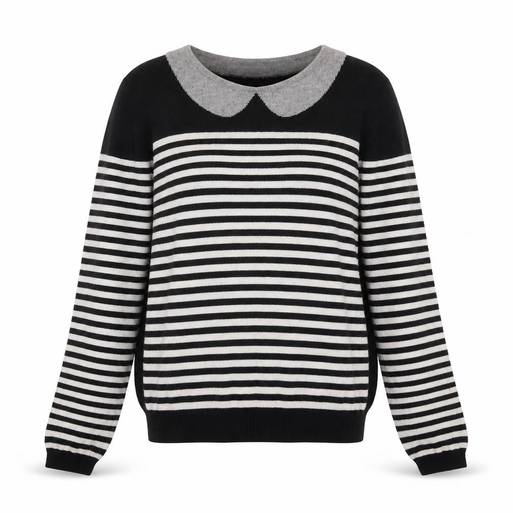 Clements Ribeiro Women's Black Striped Pullover Jumper Size M