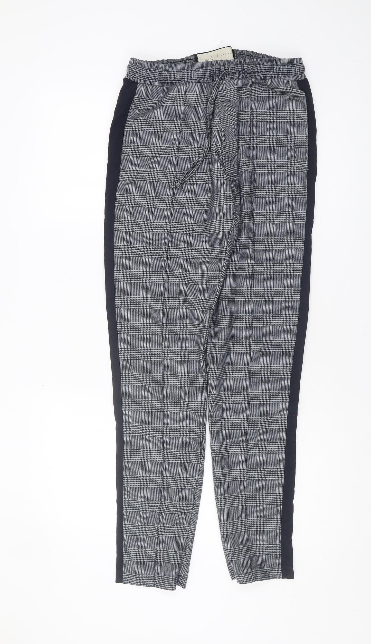 Prèvu Women's Grey Jogger Trousers S Check Pattern