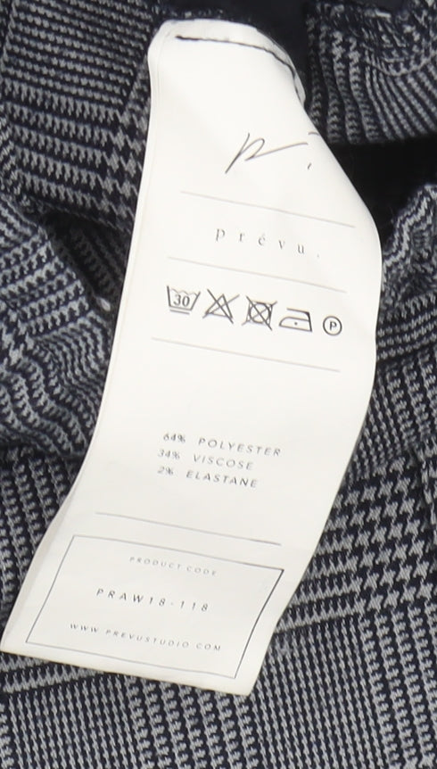 Prèvu Women's Grey Jogger Trousers S Check Pattern