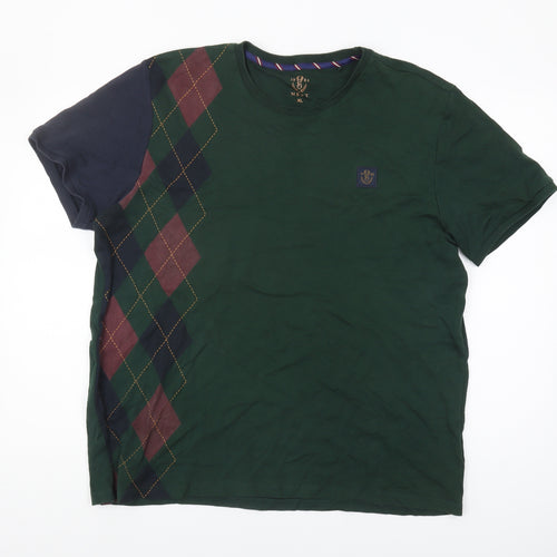 Next Men's Green XL Argyle Short Sleeve T-Shirt