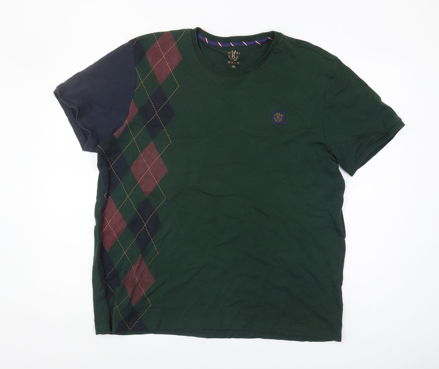 Next Men's Green XL Argyle Short Sleeve T-Shirt
