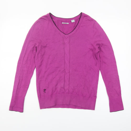 Ashworth Women's Purple V-Neck Cotton Pullover Jumper Size 10